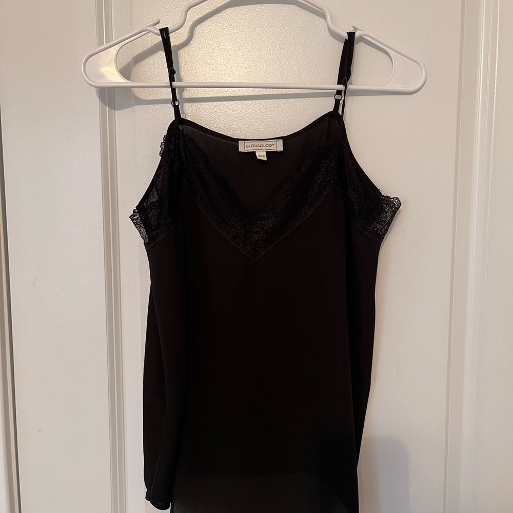 Avenue Black Camisole with Lace Detail